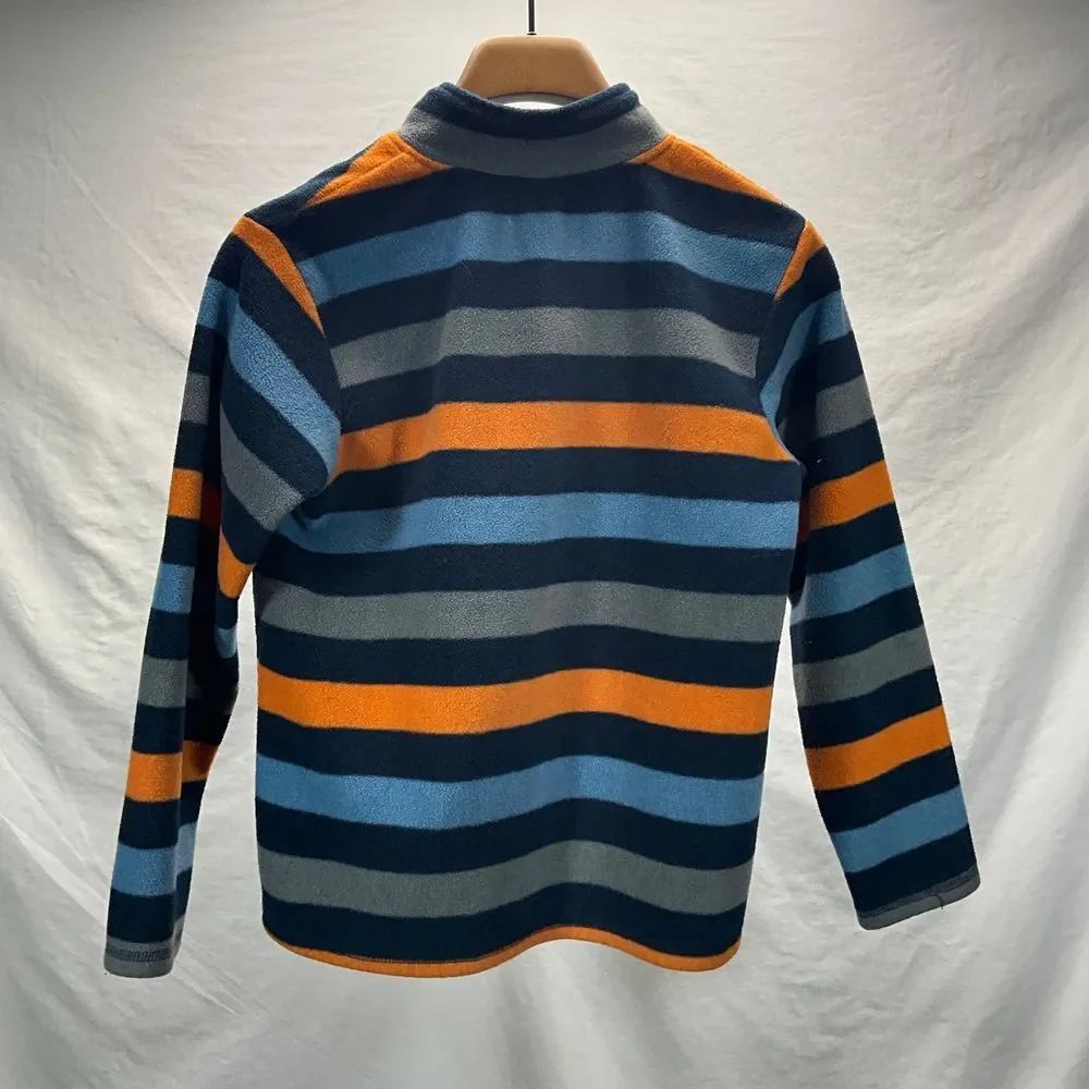 Gymboree Boys‎ Striped Fleece Quarter Zip Pullover Blue Orange Gray L 10